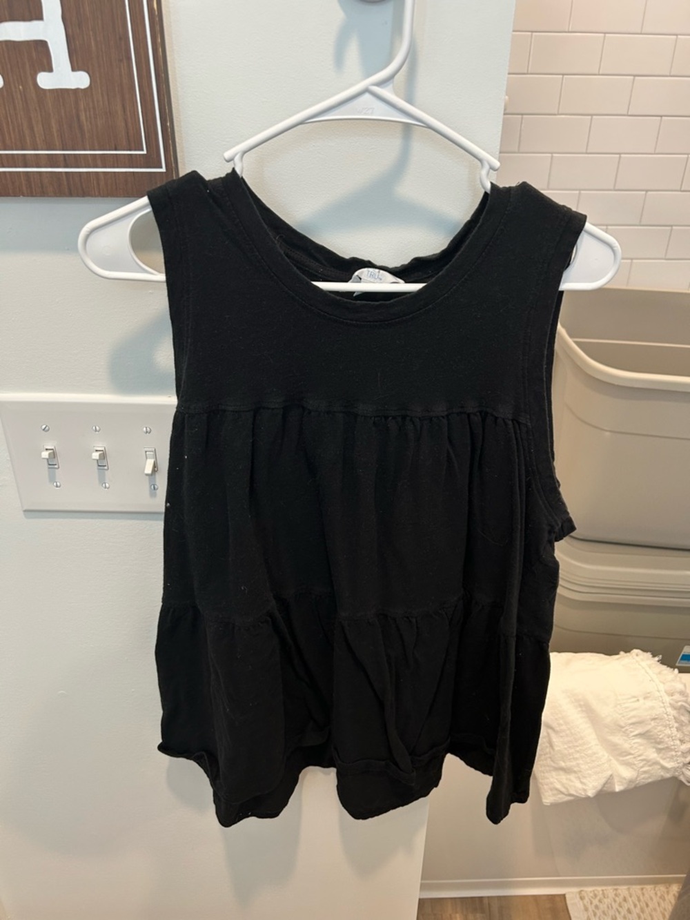 Time and Tru Black Tiered Sleeveless Tank Top